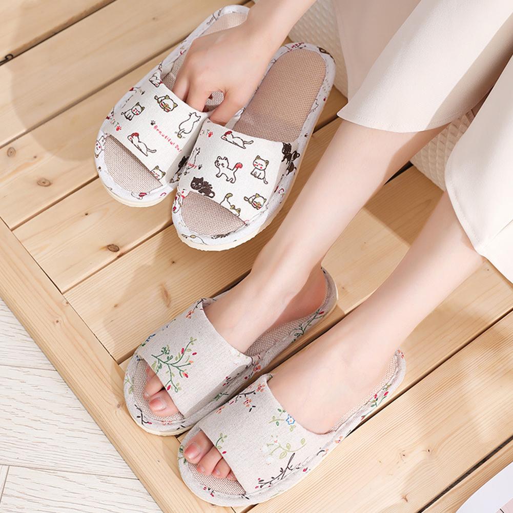Baby Gate Stairs - Pantoufles en lin pour femmes, pantoufles